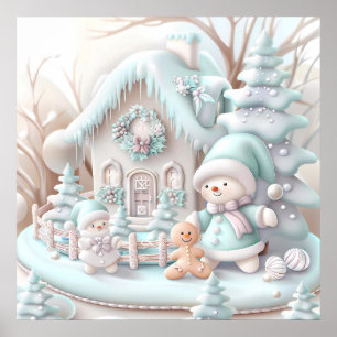 Affiche de la maison de pain d'épice de Noël