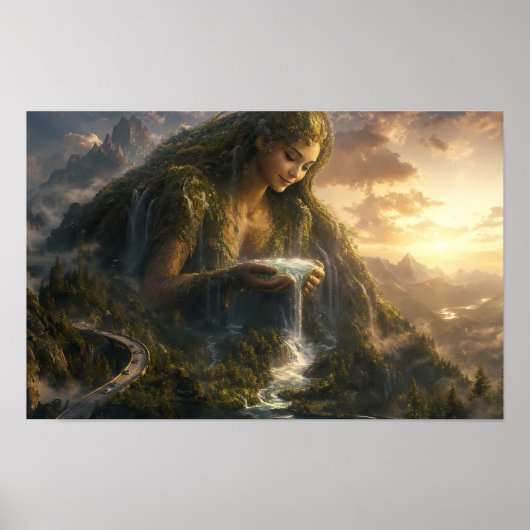 Affiche de la Mère Terre dans une vallée de lumièr (Devant)