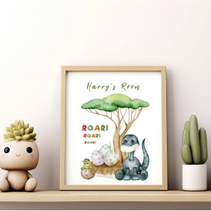 Affiche de la nurserie de bébé petit dinosaure C