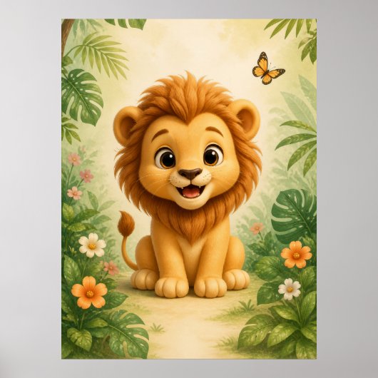Affiche de la nurserie du bébé lion, Impression d' (Devant)