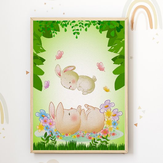 Affiche de la nurserie du petit lapin mignon - Déc