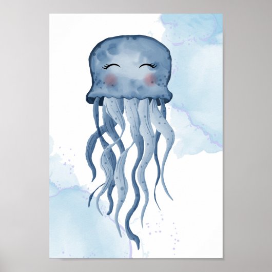 Affiche de la nurserie méduse animal de mer enfant (Devant)