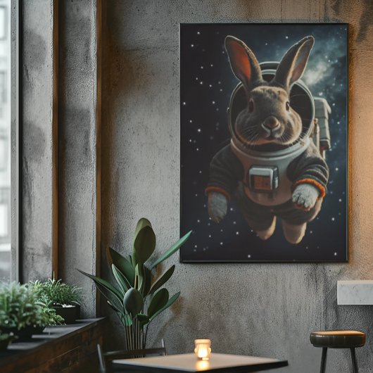 Affiche de la nurserie spatiale de lapin astronaut