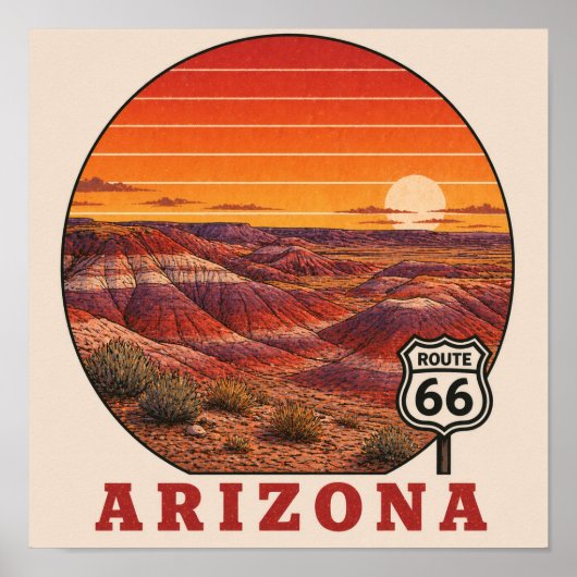 Affiche de la Painted Desert Route 66 Arizona (Devant)