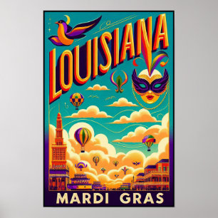 Affiche de la parade du Mardi Gras vintage de Loui