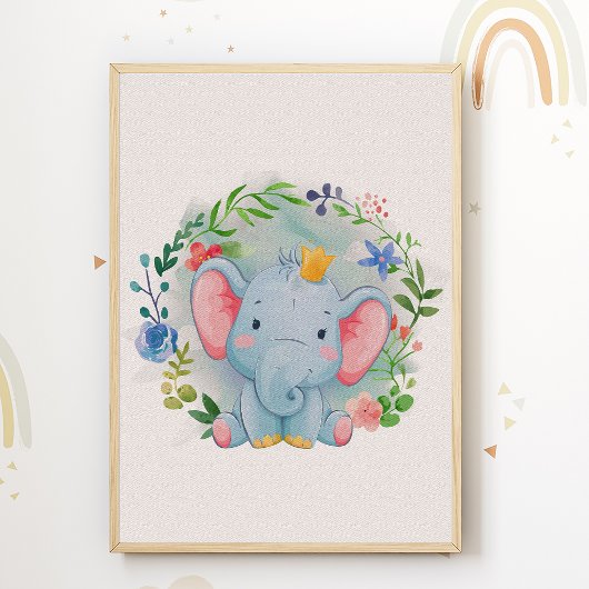 Affiche de la pépinière florale d'éléphant pour la