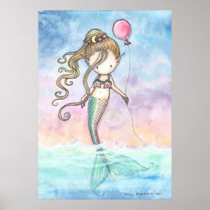 Affiche de la Petite Sirène Mignonne avec Ballon