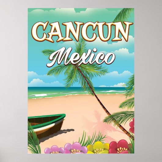 Affiche de la plage de Cancun au Mexique (Devant)