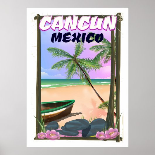 Affiche de la plage de Cancun au Mexique. (Devant)