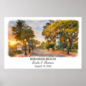 Affiche de la plage de Miramar Floride, Aquarelle, (Devant)