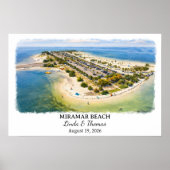 Affiche de la plage de Miramar Floride, Aquarelle, (Devant)
