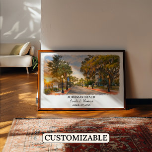 Affiche de la plage de Miramar Floride, Aquarelle,