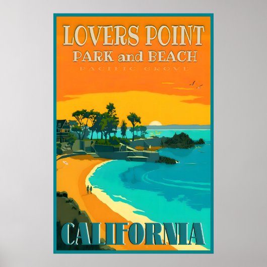 Affiche de la plage Lovers Point Pacific Grove Cal (Devant)