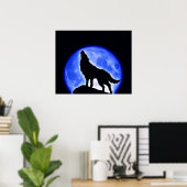 Affiche de la Pleine lune bleue Wolf Howling (Bureau à domicile)