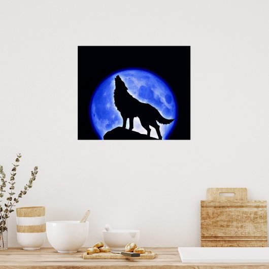 Affiche de la Pleine lune bleue Wolf Howling (Cuisine)