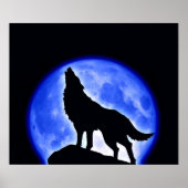 Affiche de la Pleine lune bleue Wolf Howling (Devant)