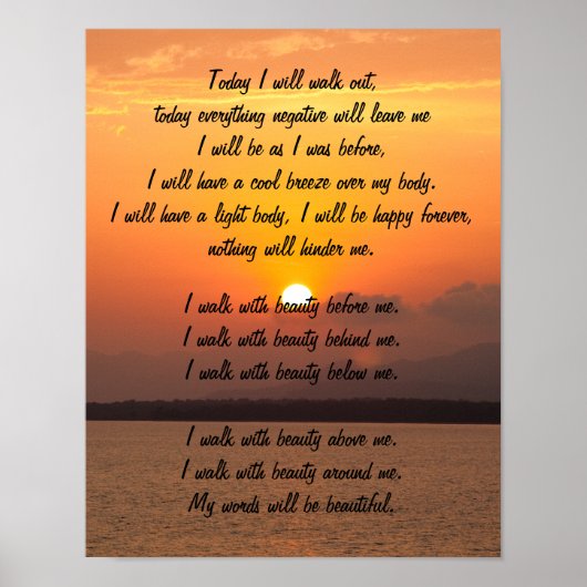 Affiche de la prière Navajo Walk in Beauty (Devant)