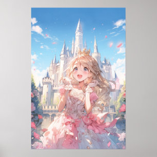 Affiche de la princesse anime mignonne dans un châ