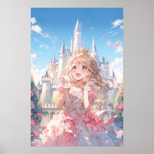 Affiche de la princesse anime mignonne dans un châ (Devant)