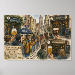 Affiche de la promenade de la bière belge à traver