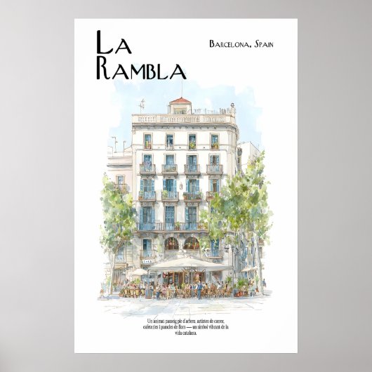 Affiche de La Rambla Barcelone Espagne Scène de ru (Devant)