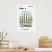 Affiche de La Rambla Barcelone Espagne Scène de ru (Cuisine)