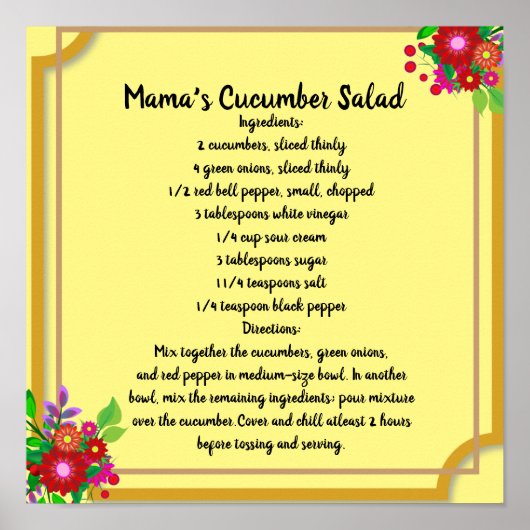 Affiche de la recette de salade de concombre de ma (Devant)
