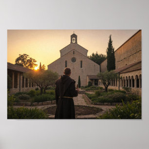 Affiche de la réflexion dans la cour du monastère