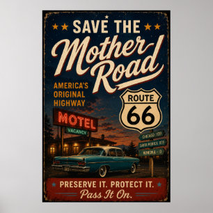 Affiche de la route 66 Héritage de l'Américaine Cl