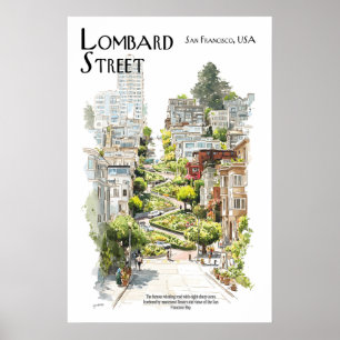 Affiche de la rue Lombard  San Francisco Route Enl