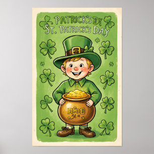 Affiche de la Saint-Patrick Lutins Farfadet Trèfle
