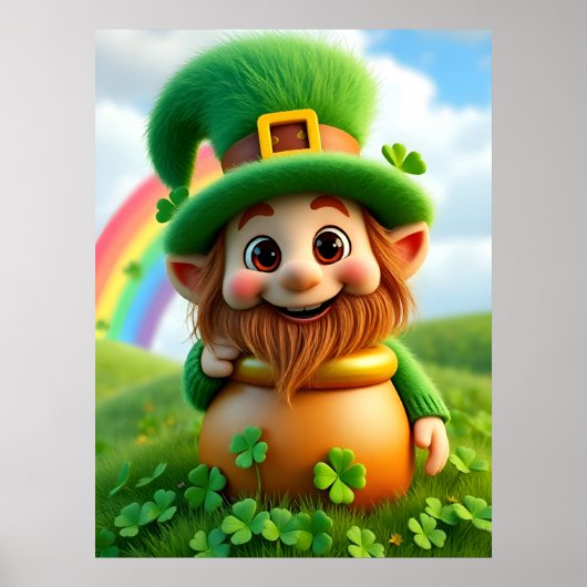 Affiche de la Saint-Patrick Lutins Gnome Trèfle (Devant)