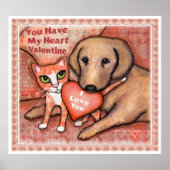 Affiche de la Saint Valentin Love Chien and Chat (Devant)