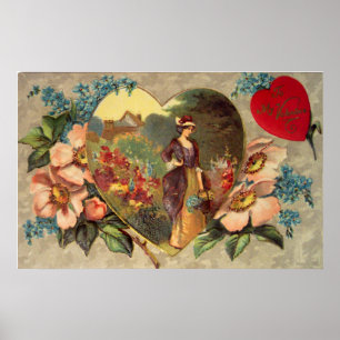 Affiche de la Saint-Valentin pour un jardin de fle