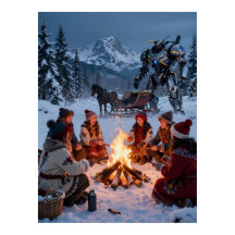 Affiche de la scène de traîneau au camp d'hiver de
