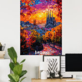 Affiche de la skyline de Barcelone – Art de la vil (Bureau à domicile)