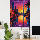 Affiche de la skyline de Dubaï – Art mural futuris (Bureau à domicile)