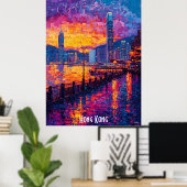 Affiche de la skyline de Hong Kong – Art vibrant d (Bureau à domicile)