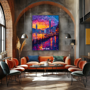 Affiche de la skyline de Hong Kong – Art vibrant d