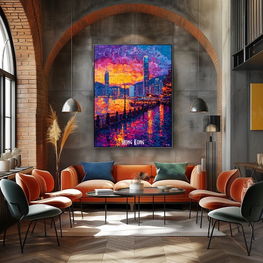 Affiche de la skyline de Hong Kong – Art vibrant d