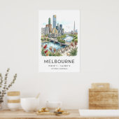 Affiche de la skyline de Melbourne - Paysage urbai (Cuisine)