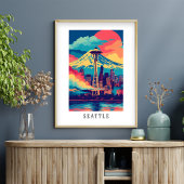 Affiche de la skyline de Seattle Space Needle