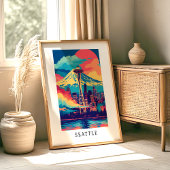 Affiche de la skyline de Seattle Space Needle
