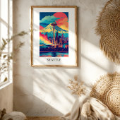 Affiche de la skyline de Seattle Space Needle