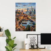 Affiche de la skyline moderne de River City (Bureau à domicile)