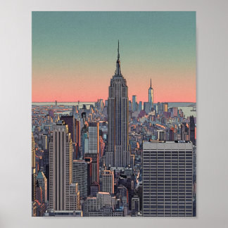 Affiche de la skyline rétro de NYC