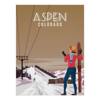 affiche de la station de ski d'Aspen vintage