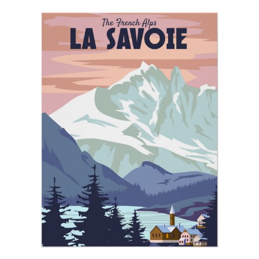 Affiche de la station de ski La Savoie, rétro. Voy (Devant)