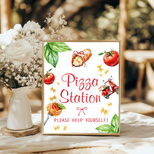 Affiche de la Station Pizza pour Baby Shower Holy