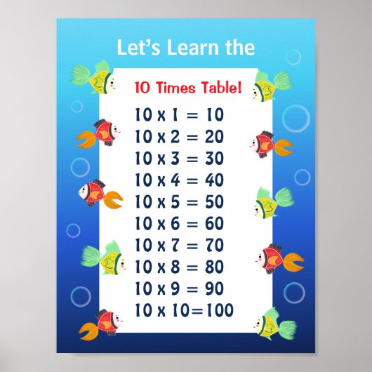 Affiche de la table de 10 pour enfants | Mathémati (Devant)
